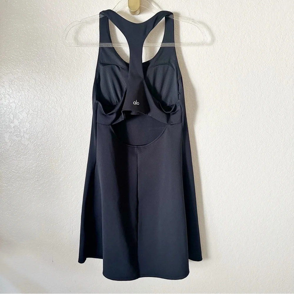 ALO Yoga Black Scoop Neck Racerback Mini Dress
